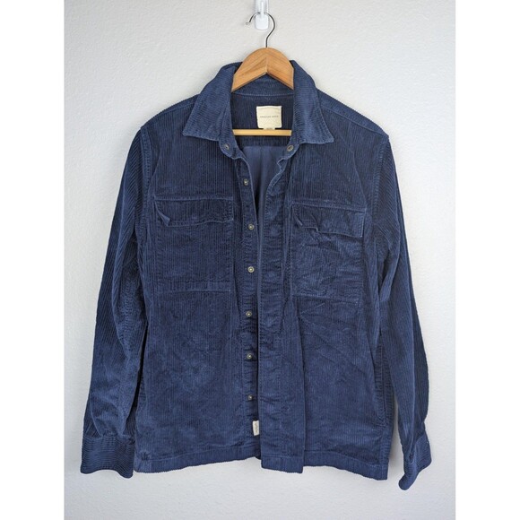 American Eagle Shirt Jacket Mens Medium Blue Corduroy Button Up